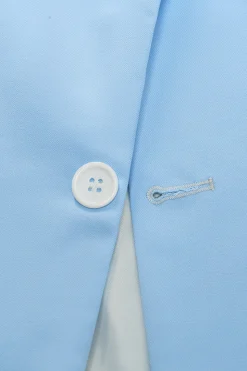 Lapela de Pico Peito Único Azul Fato Formal