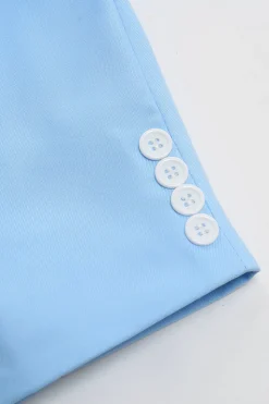 Lapela de Pico Peito Único Azul Fato Formal