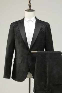 Lapela de Pico Preto Jacquard Fatos de Festa