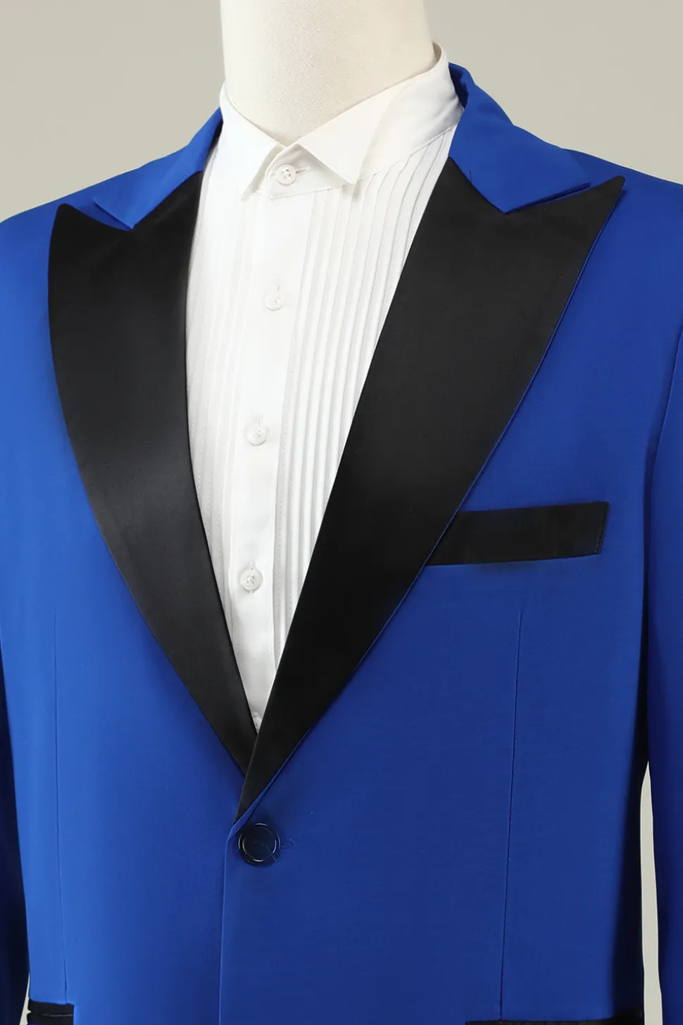 Lapela de Pico Um Botão Azul Fato Masculino