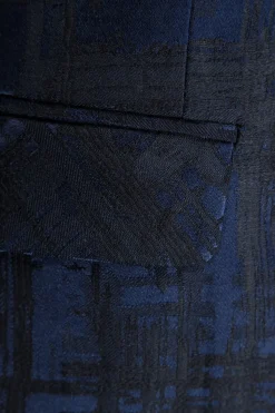 Lapela Entalhada Azul Escura 2 Peças Terno Masculino