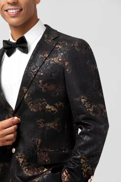Lapela Jacquard Single Breasted Blazer Masculino de Peito Escuro