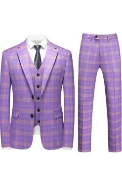 Lapela listrada violeta masculina 3 peças ternos de baile