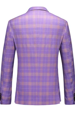 Lapela listrada violeta masculina 3 peças ternos de baile