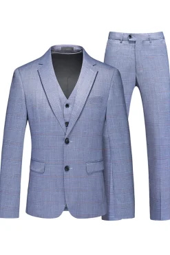 Lapela Notched Azul 3 Peças Ternos Formais Masculinos