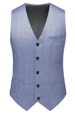 Lapela Notched Azul 3 Peças Ternos Formais Masculinos