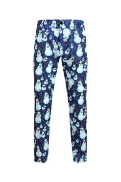 Lapela Notched Um Botão Boneco de Neve Azul Impresso Ternos Masculinos