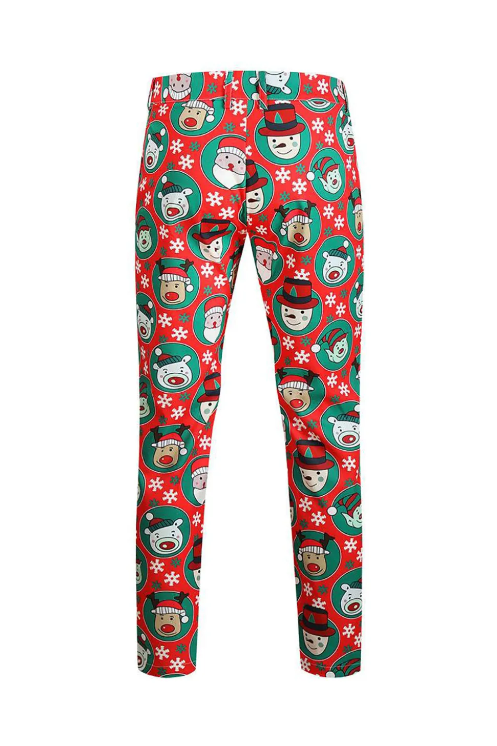 Lapela Notched Um Botão Papai Noel Impresso Ternos Masculinos Vermelhos