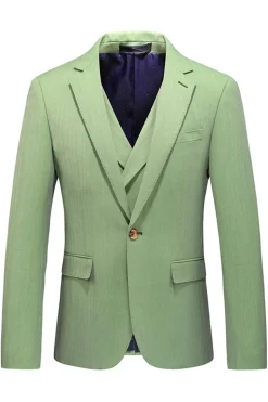 Lapela Notched Verde Claro 3 Peças Ternos Formais Masculinos