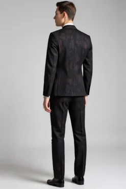 Lapela Preta Estampada 3 Peças Fato Homem