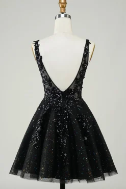 Laranja Brilhante Uma Linha Glitter Homecoming Dress com Sequins