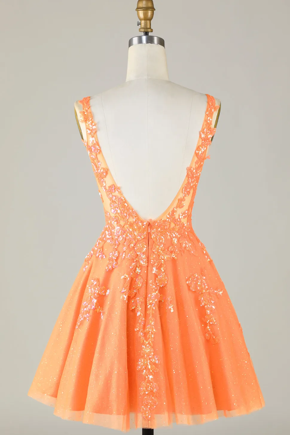 Laranja Brilhante Uma Linha Glitter Homecoming Dress com Sequins