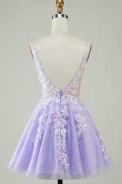 Laranja Brilhante Uma Linha Glitter Homecoming Dress com Sequins
