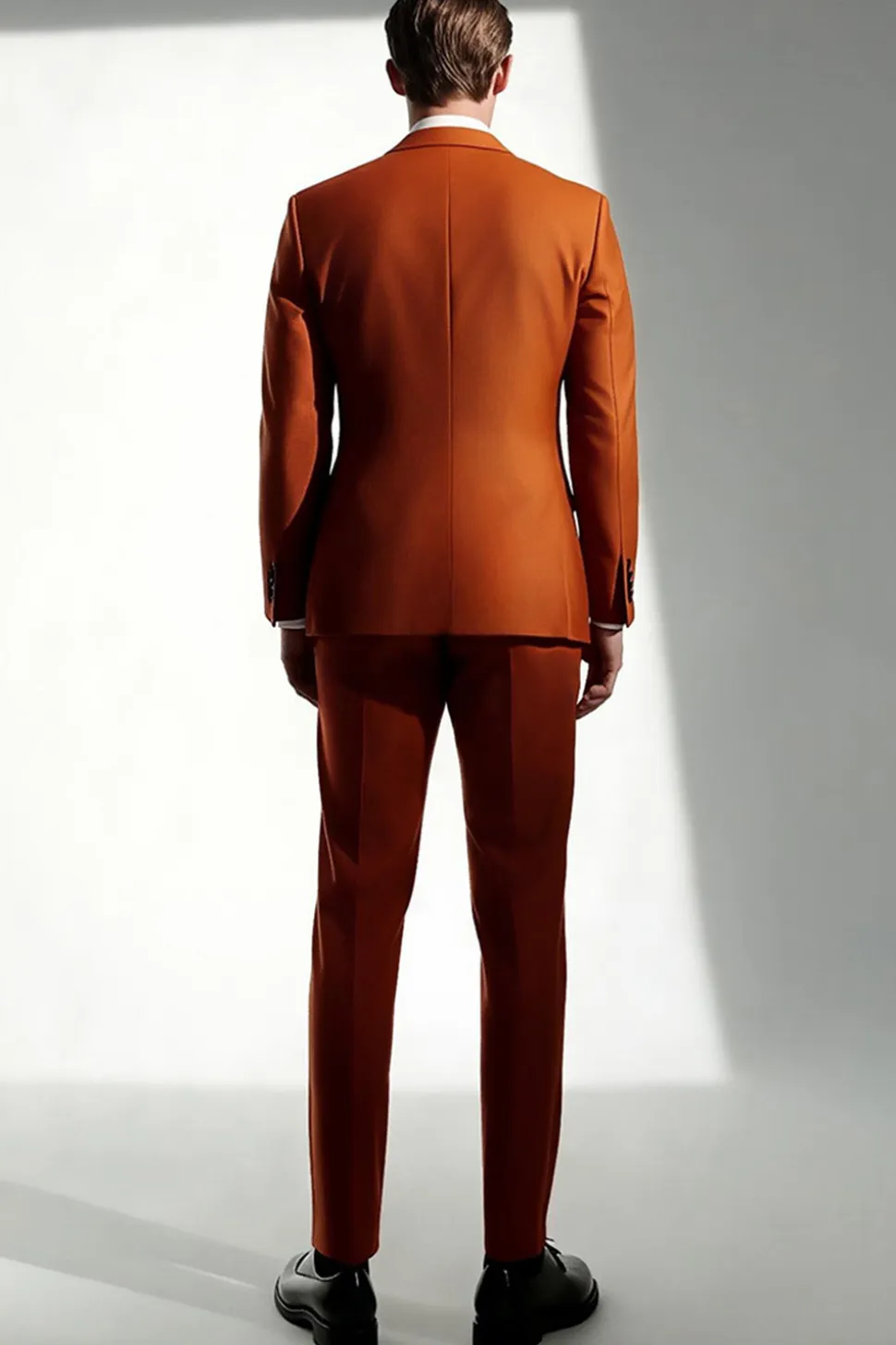 Laranja Escuro Pico Lapela Slim Fit Fatos Formais Masculinos