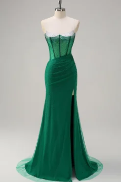 Laranja Esparguete Correias Frisado Corset Sereia Vestido de Baile
