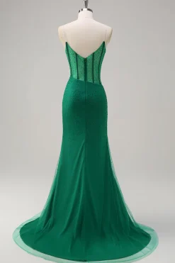 Laranja Esparguete Correias Frisado Corset Sereia Vestido de Baile