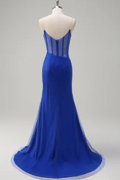 Laranja Esparguete Correias Frisado Corset Sereia Vestido de Baile