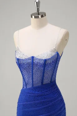 Laranja Esparguete Correias Frisado Corset Sereia Vestido de Baile