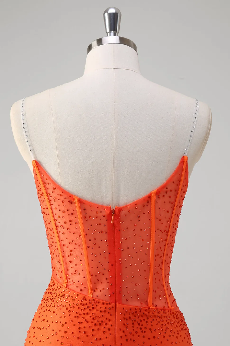 Laranja Esparguete Correias Frisado Corset Sereia Vestido de Baile