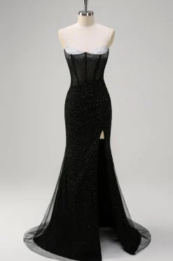 Laranja Esparguete Correias Frisado Corset Sereia Vestido de Baile