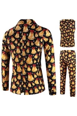 Laranja Fit Natal 3-Piece terno de festa dos homens