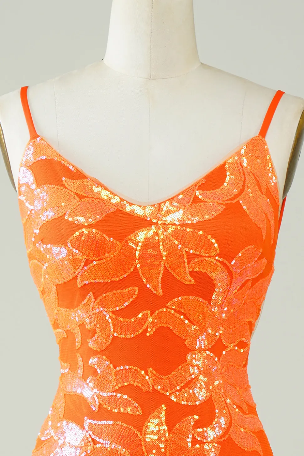 Laranja Glitter Tight Homecoming Vestido com Backless