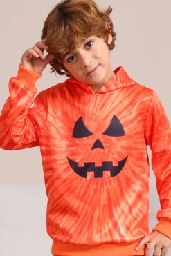 Laranja Halloween Family Suit manga longa moletom com capuz