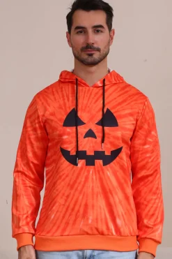 Laranja Halloween Family Suit manga longa moletom com capuz