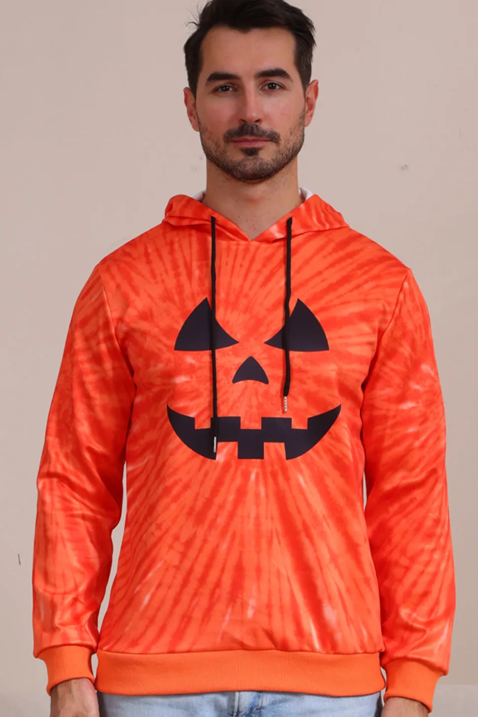 Laranja Halloween Family Suit manga longa moletom com capuz