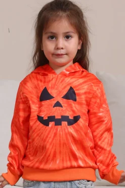 Laranja Halloween Family Suit manga longa moletom com capuz