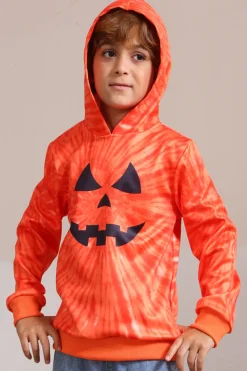 Laranja Halloween Family Suit manga longa moletom com capuz