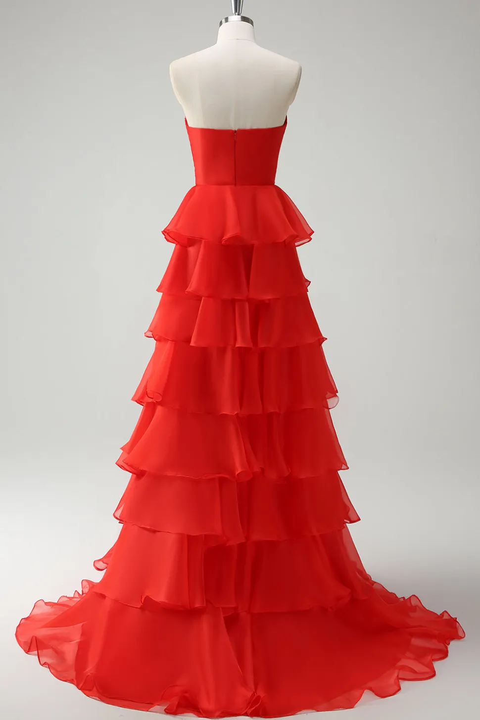 Laranja querida princesa tiered vestido longo baile de formatura com fenda