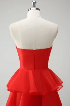 Laranja querida princesa tiered vestido longo baile de formatura com fenda
