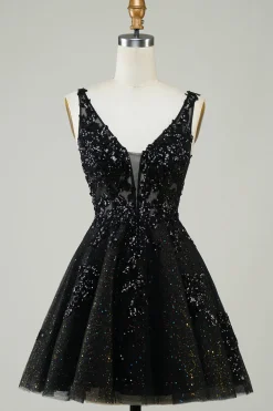 Laranja Uma Linha Glitter Homecoming Dress com Sequins