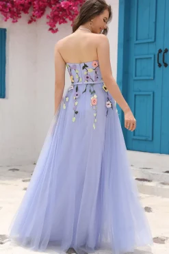 Lavanda A Line Querida Vestido de Baile com Apliques