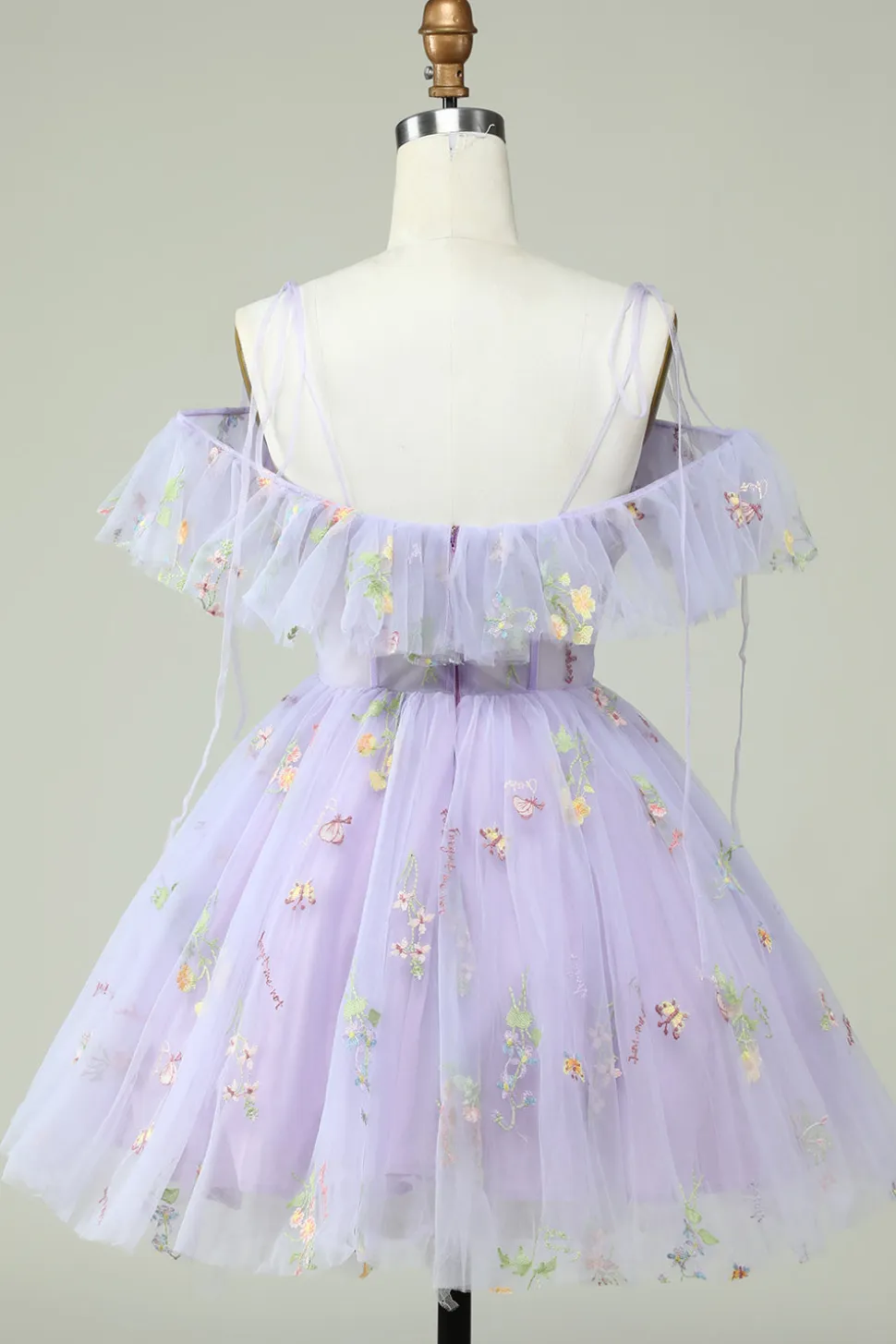 Lavanda Fora do Ombro Vestido de Cocktail
