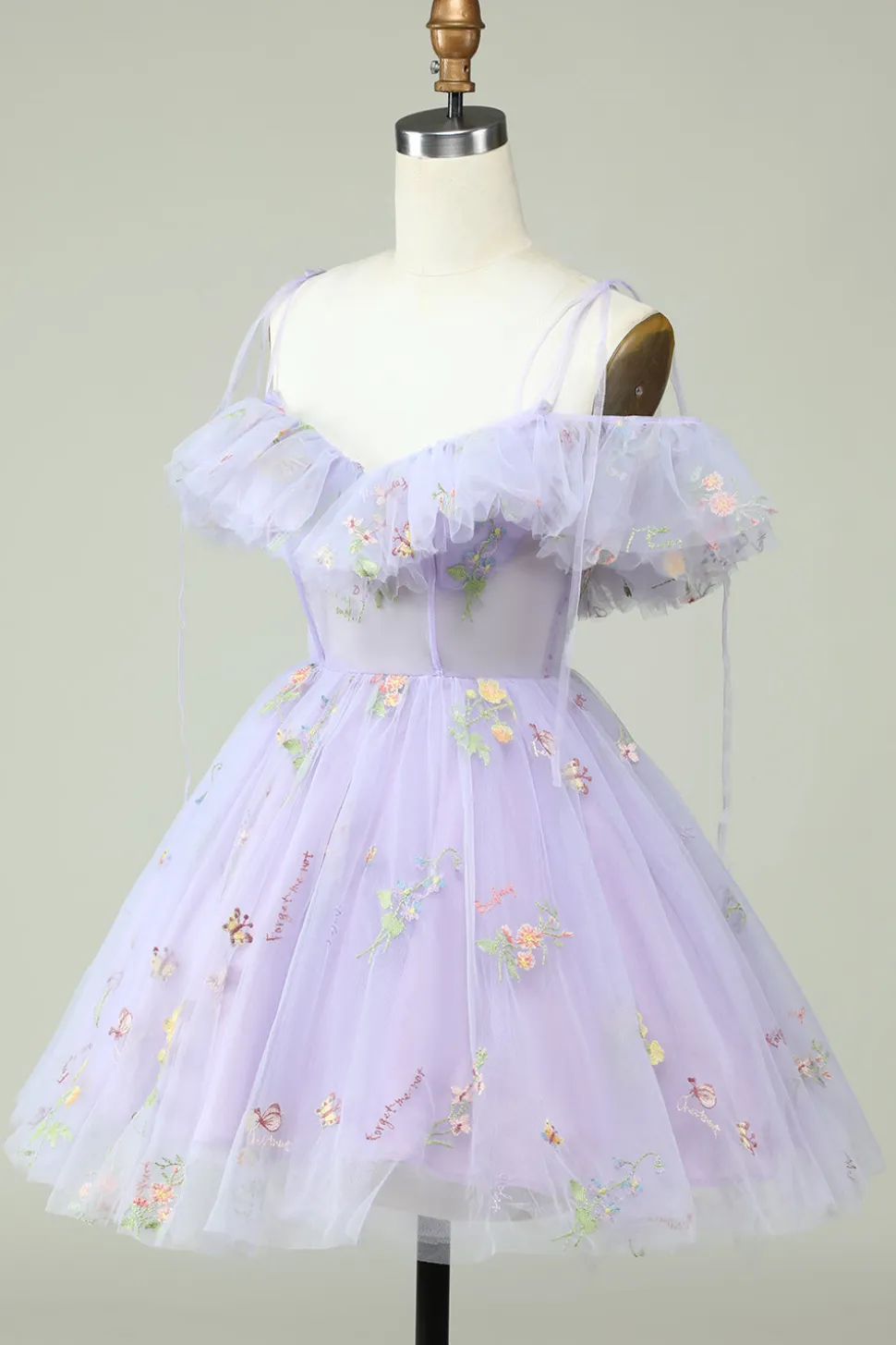 Lavanda Fora do Ombro Vestido de Cocktail