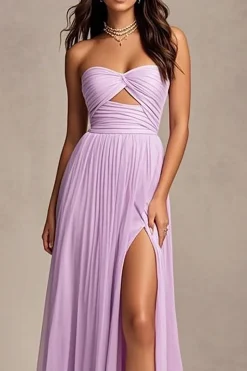 Lavanda Linha-A Sem Alças Vestidos Baile De Finalistas com fenda