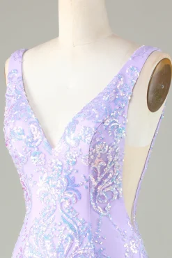 Lavanda Sparkly Tight Homecoming Vestido com Backless