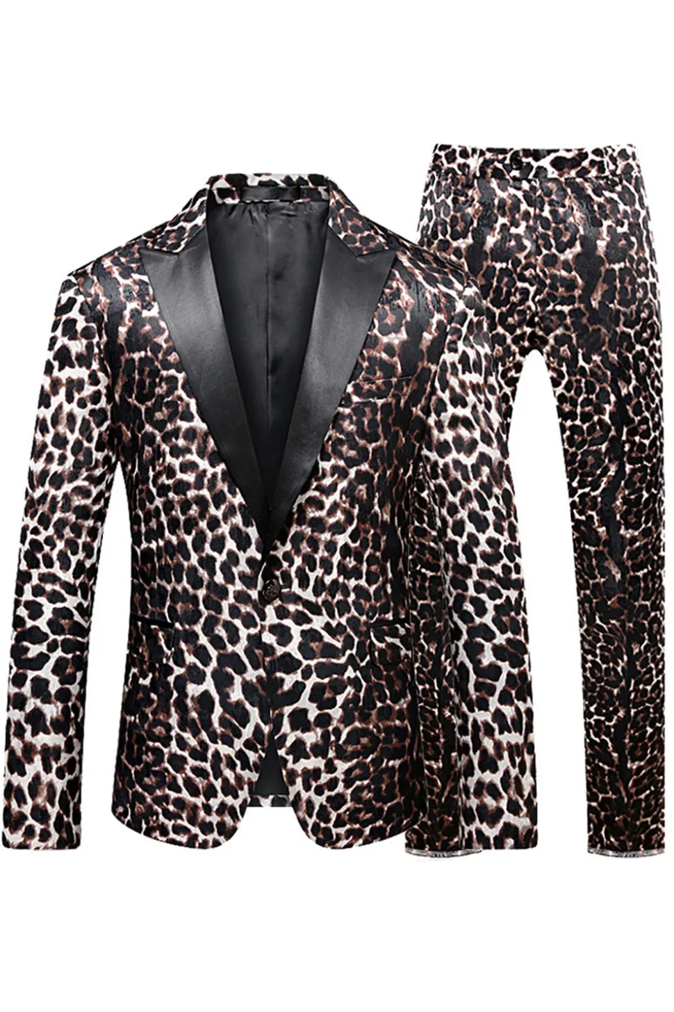 Leopard Peak Lapel 2 peças ternos de baile de formatura masculino