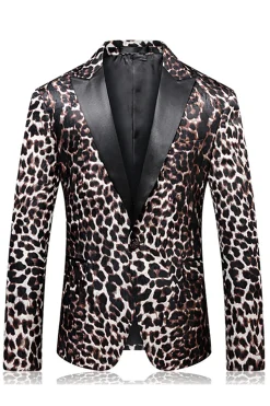 Leopard Peak Lapel 2 peças ternos de baile de formatura masculino