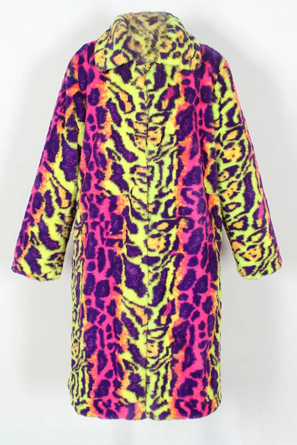 Leopardo colorido Long Faux Fur Winter Men's Coat