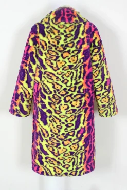Leopardo colorido Long Faux Fur Winter Men's Coat