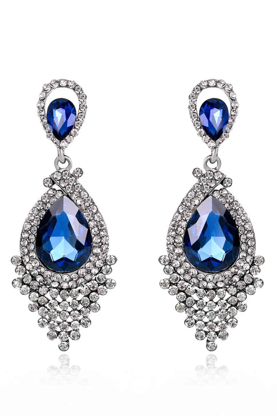 Liga da Noiva Rhinestone Tear Drop Shaped Champagne Brincos (1par)