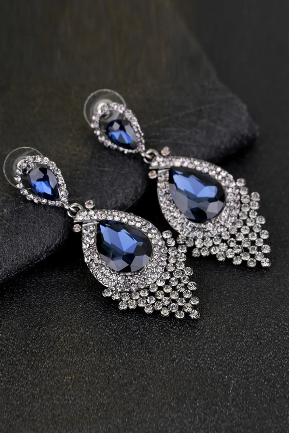Liga da Noiva Rhinestone Tear Drop Shaped Champagne Brincos (1par)