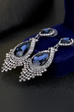 Liga da Noiva Rhinestone Tear Drop Shaped Champagne Brincos (1par)