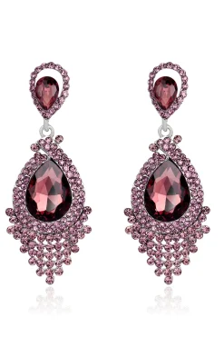 Liga da Noiva Rhinestone Tear Drop Shaped Champagne Brincos (1par)