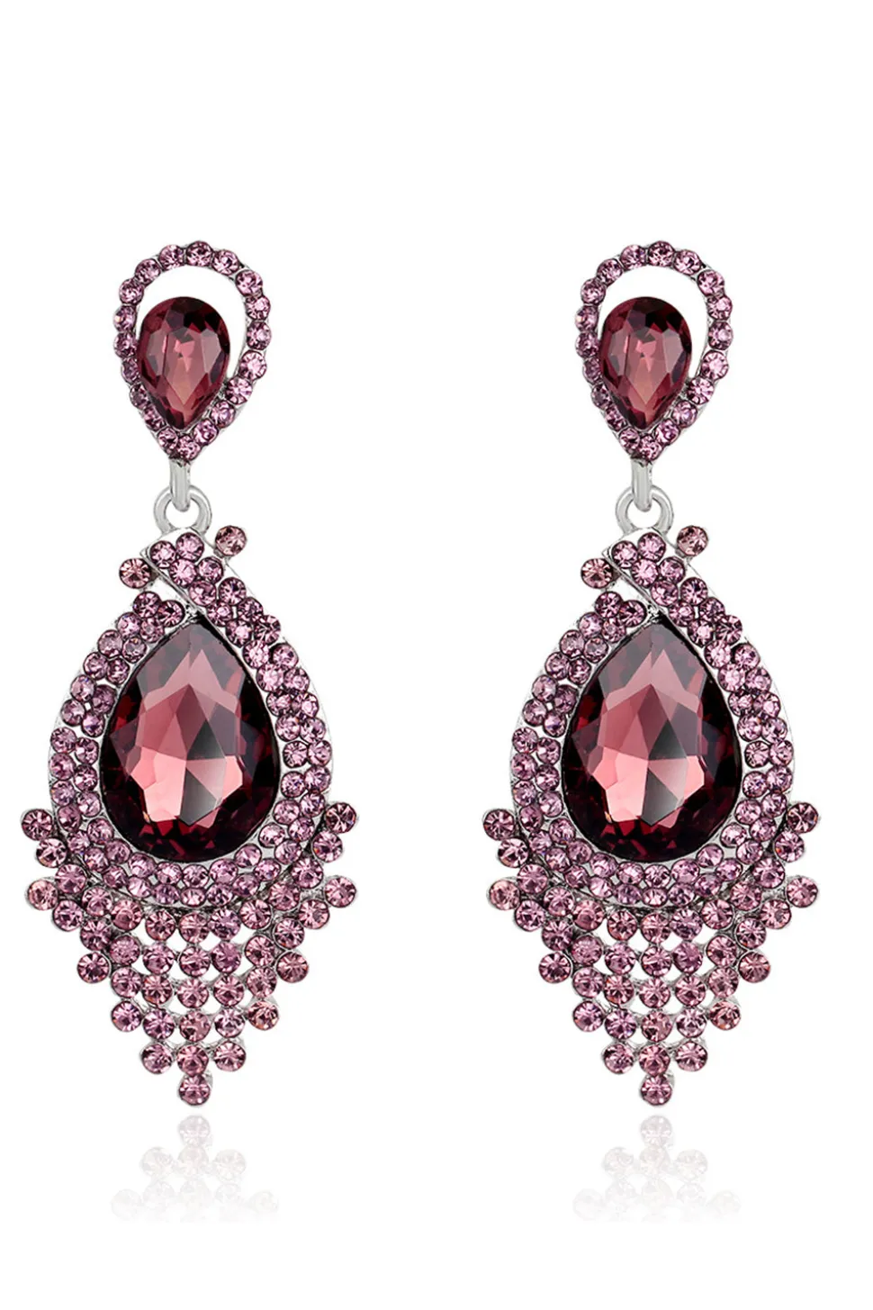 Liga da Noiva Rhinestone Tear Drop Shaped Champagne Brincos (1par)