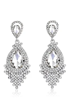 Liga da Noiva Rhinestone Tear Drop Shaped Champagne Brincos (1par)