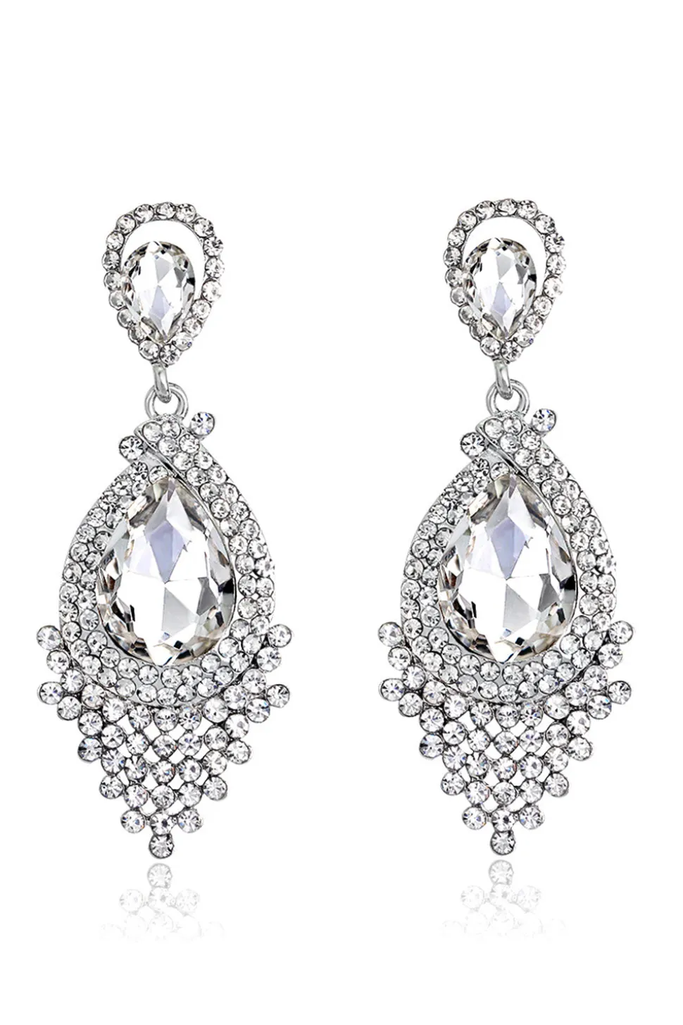 Liga da Noiva Rhinestone Tear Drop Shaped Champagne Brincos (1par)